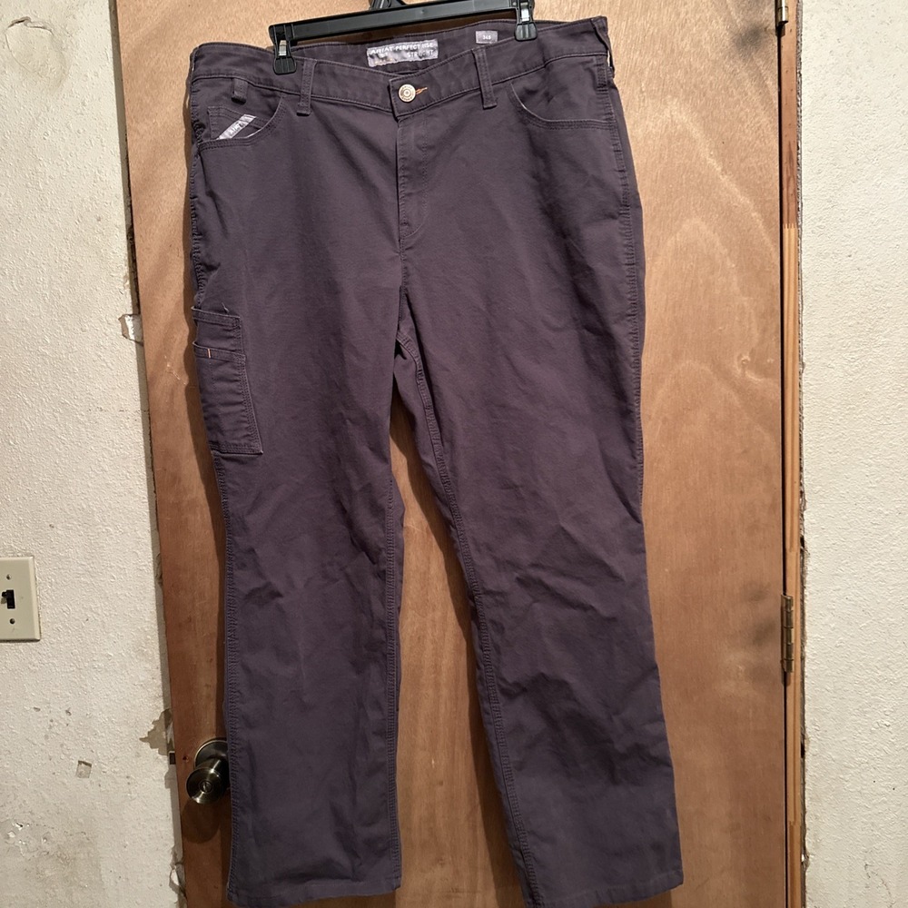 Ariat Womens 34S Grey Rebar Perfect Rise Straight Pants Outdoor Workwear